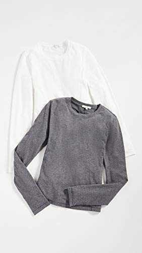 Z SUPPLY Women's 2 Pack Modern Jersey Tees, Charcoal/White, X-Small