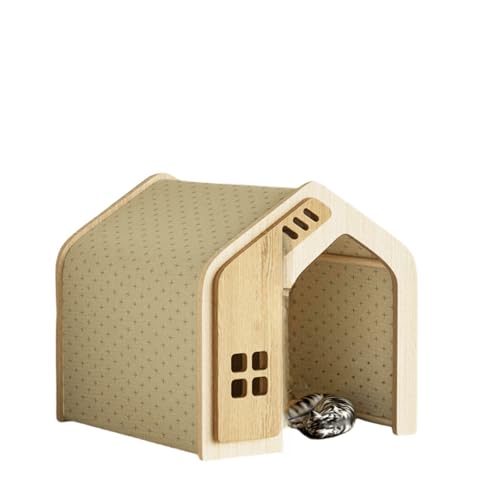 Youluck無垢材のペットハウス、木製犬小屋、木製ヴィラ、猫舍 オールシーズン対応、広いスペース、換気、小型・中型犬・猫に最適、フロアマット付き、組み立て簡単、室内使用に最適(オールシーズン対応、50*54*50cm) (大きい,オールシーズン対応)