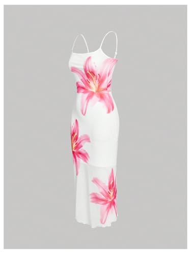 Floerns Women's Flower Print Slip Dress Spaghetti Strap Summer Bodycon Cami Dress4