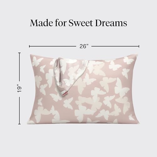 Image of Kitsch Satin Pillowcase with Zipper - Standard Size, Champagne Butterfly | Softer Than Silk Pillow Cases, Smooth Cooling Satin Pillow Case for Hair and Skin, Wrinkle-Free, Machine Washable