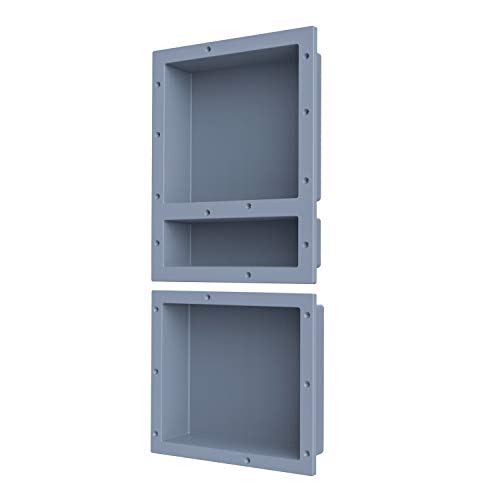 SL4U Shower Niche, Recessed Shower Shelf Insert Storage Shower Cube Ready for Tile (34" H X 16" W) | Gray