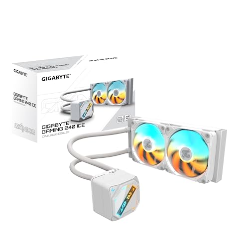 Image of GIGABYTE Gaming 240 ICE Liquid CPU Cooler, 240mm Radiator with 2X 120mm Low Noise ARGB Fans, Compatible with Intel LGA 1851, 1700, 115X, 1200, and AMD AM5, AM4 (GIGABYTE Gaming 240 ICE)