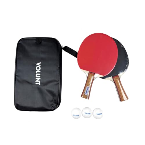 Image of Vollint 2 Player Table Tennis Set with 2 Bats, 3 x 3-Star Balls & Carry Bag - Ideal for Beginners, Family Fun, School & Casual Play - Durable & Portable Ping Pong Starter Kit
