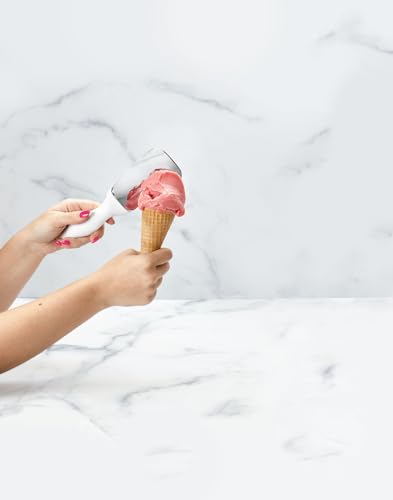 Image of Tovolo Ice Cream Spade Heavy Duty Zinc Alloy Dishwasher Safe Ice Cream Paddle Spade for Shaping Cutting Serving Gelato Sorbet Cookie Dough, Non Slip Ergonomic Handle Ice Cream Spade, White
