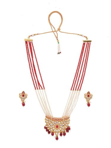 Juego de joyas Kundan DMZ-3005 hechas a mano y bañadas en oro para lucir una elegancia exclusiva