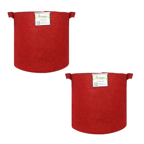 Image of Geo Fabric Grow Bags for Plants 15X15 Inch (Pack of 2) | 400 GSM Heavy Duty UV-Protected Round Maroon Colour Plant Bags for Terrace and Vegetable Gardening | Strong & Reusable|