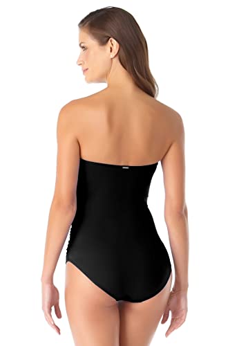 Anne Cole Women's Twist Front Shirred One Piece Swimsuit, Black, 10 #TOP4