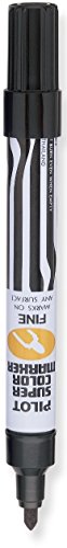 Pilot Super Color Refillable Permanent Markers, Black Ink, Fine Bullet Point, 12-Pack (44600) #TOP1