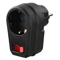 Hama Steckdosenadapter (Schutzkontakt Stecker, Steckdosenadapter mit Schalter, EIN-/Aus-Schalter, Adapter, Schutzkontaktsteckdose, Energiesparen, Stromsparen) schwarz
