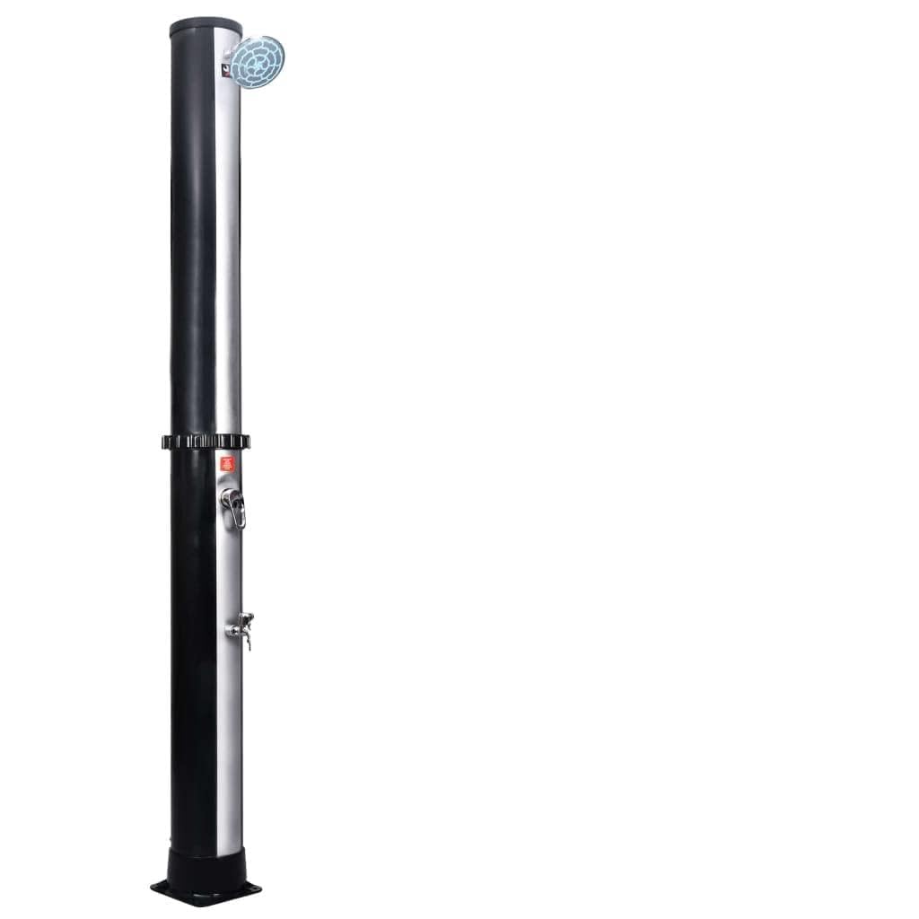 Mangloder Douche solaire avec pommeau de douche et robinet 40 L en PVC aluminium et laiton, 220 cm, douche d'extérieur pour jardin et piscine, résistante aux UV, avec douche de tête et de pied