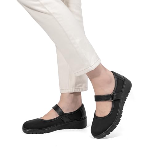 Image of VJH confort Women s Mary Jane Flats, Breathable Comfort Round Toe Low Heel Slip-on Light Weight Walking Shoes