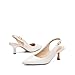 DREAM PAIRS Women's Kitten Heel Slingback Pointed Closed Toe Low Stiletto Heels Dress Bridal Elegant Wedding Pumps Shoes,Size 9,White-Pu,SDPU2444W