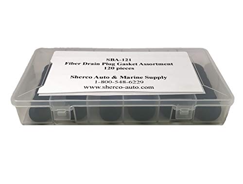 Sherco-Auto 120 Piece Black Fiber Oil Drain Plug Gasket 12MM to 20MM Assortment Kit