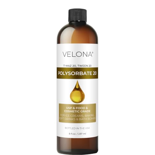 Polysorbate 20 by Velona - 8 Fl Oz | Solubilizer Food & Cosmetic Grade | All Natural for Cooking Skin Care and Bath Bombs | Use Today - Enjoy Results