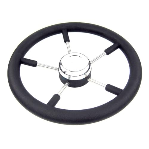 ZGYDNM Ship steering wheel Boat Accessories Marine 13-1 2 Boat Stainless Steel Steering Wheel With Foam Black Fits 3 4 Shaft Comfortable
