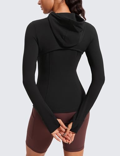 CRZ YOGA Women's Butterluxe Full Zip Running Jacket Zip Pockets Sports Hoodies Gym Hoody Jackets with Back Mesh Vent & Thumb Holes - Image 3