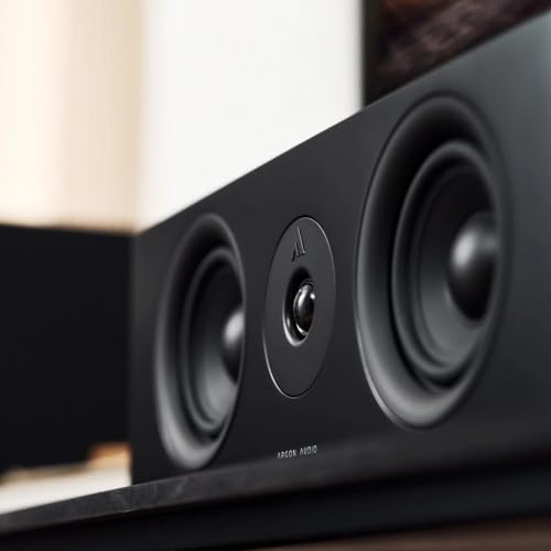 Image of Argon Audio Forus Center Channel Speaker for Home Theatre, Passive 2-Way Hi-Fi, Dual 4 Inch Woofers with Soft Dome Tweeter, 4 Ohm, Shelf Mount Centre Speaker, Black
