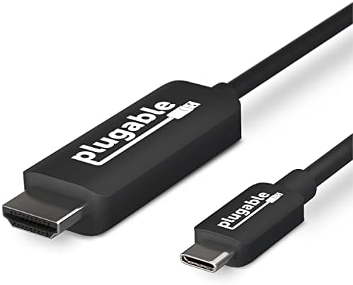 Plugable USB C to HDMI Adapter Cable - Connect USB-C or Thunderbolt 3 Laptops to HDMI Displays up to 4K@60Hz (Compatible with 2018 MacBook Air, 2017 2018 2019 MacBook Pro, XPS) HDMI 2.0 6 Feet, 1.8m