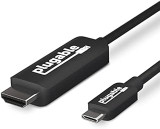Plugable USB C to HDMI Adapter Cable - Connect USB-C or Thunderbolt 3 Laptops to HDMI Displays up to 4K@60Hz (Compatible with 2018 MacBook Air, 2017 2018 2019 MacBook Pro, XPS) HDMI 2.0 6 Feet, 1.8m