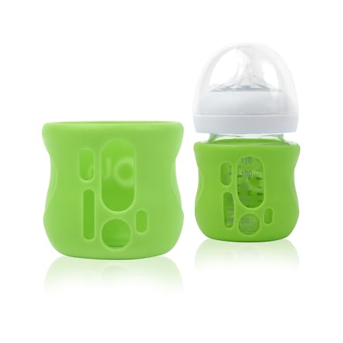 Image of Olababy Silicone Sleeve for Avent Natural Glass Baby Bottles (4 oz, Green)