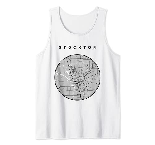 Stockton CA City Map Art Stockton California Map Tank Top