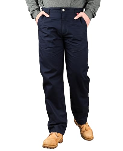 BOCOMAL FR Pants for Men Casual Style Lightweight 100% C Rip Stop Water Repellent Finish Flame Resistant Jeans Relax Fit Dark Navy