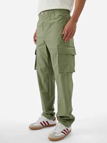 Image of The Souled Store Men and Boys Buttoned Cotton Blend Straight Fit Cargo Pants