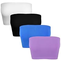 4 Stück Bandeau Top Damen, Trägerlose Bandeau BHS Bustier Oberteil Nahtlose Bustier Bra Top Trägerlose BHs Anti-Rutsch BH Elastisches Oberteil