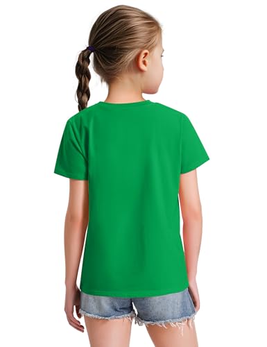 Image of KEREDA Girls Shirts Short Sleeve Soft Cotton T-Shirts Plain Tops for Kids