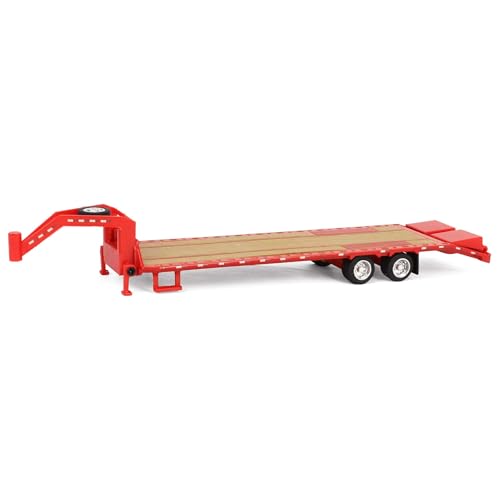 Greenlight 1/64 Gooseneck Trailer Rojo con Franjas miniatura 1