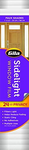 Gila® Privacy Décor Faux Shades Sidelights Entryway Residential Window Film DIY Static Cling No Glue No Adhesive 1ft x 6.5ft (12in x 78in) (6.5 sq ft)