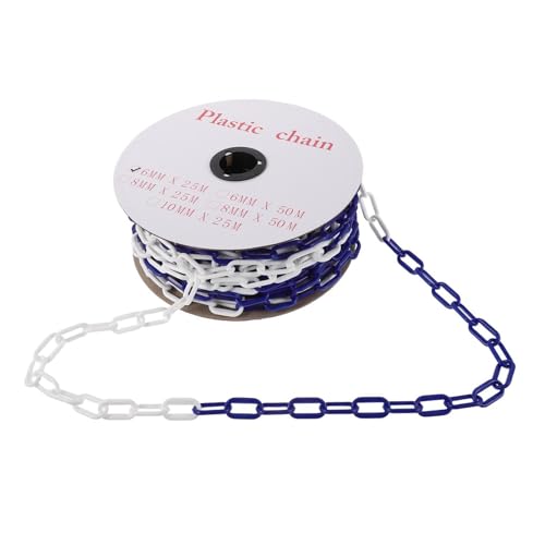 Ipetboom Cadena de Seguridad de Plástico 6 Mm Azul y 25 Metros, Barrera Ligera y Resistente para Control de Tráfico y Estacionamientos, Cadena de Advertencia para Delimitar Áreas Públicas