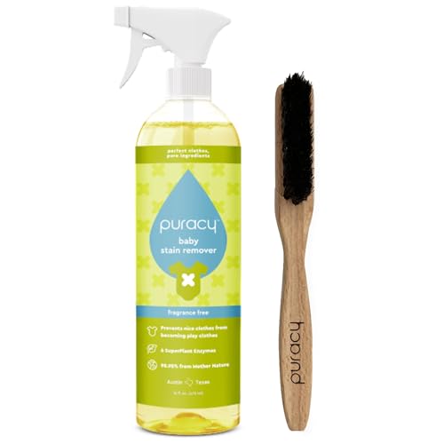 Puracy Natural Baby Laundry Stain Remover, Enzyme Odor Eliminator, Free & Clear 16 Fl Oz and Laundry...