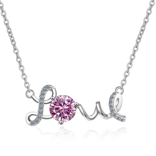 Collier en diamant Moissanite pour femmes, pendentif 1CT bleu rose jaune pour fille