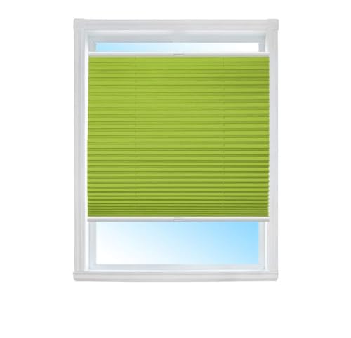 Plissee NACH MAß mit Klemmfix Rollo Jalousie, Easyfix klemmträger ohne Bohren verspannt/Faltrollo für Fenster/Farbe & Größe wählbar (Grün, Breite: 41-50cm, Höhe: 91-110cm)