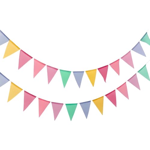 8M /24PCS Fanion Multicolore,Réutilisable Banderole Fanion Guirlande, Drapeaux de Triangle en Toile de Jute intérieur Decoration,pour Décorations de Fête,...