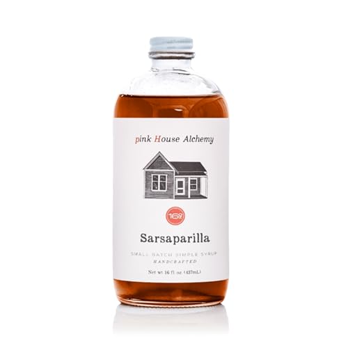 Image of Pink House Alchemy Sarsaparilla Simple Syrup, 16 oz, Handcrafted | Root-Beer-Inspired Cocktail Mixer, All-Natural, Small-Batch