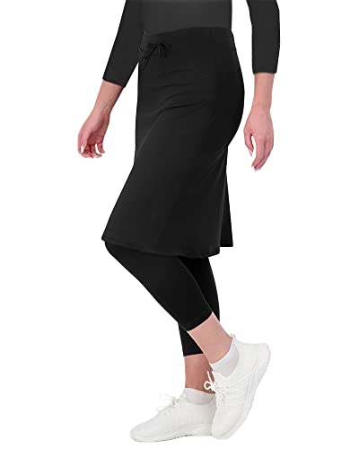 Aurgelmir Women's Tennis Golf Skirts Workout Skirted Leggings Yoga Capri Pants with Skirts Skorts Pockets2