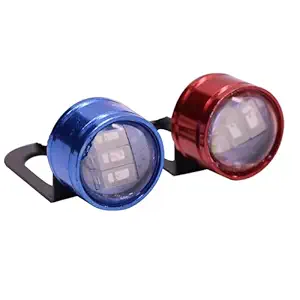 12V DC Waterproof Motorcycle LED Strobe Lights Motorcycle LED Flash Warning Brake Light Lamp Compatible for Motorbikes (1 Pair, Red and Blue)