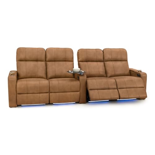 Image of Seatcraft Monterey Home Theater Seating Tawny Row of 4 Dual Loveseats