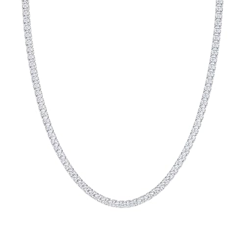 IGI Certified 5.00-10.00 Carat Lab Grown Diamond Tennis Necklace for Women 14k White Gold Prong Setting Gift Box Packaging (E-F Color, VS1-VS2 Clarity) (18 Inches)