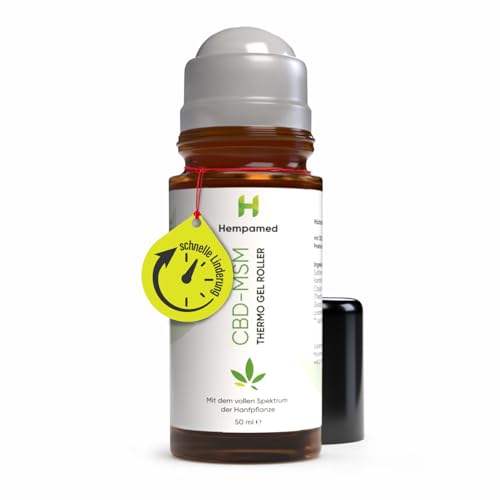 Hempamed CBD Wärme Roller - schnelle Linderung bei Rückenschmerzen, Verspannungen & Blockaden in Rücken, Nacken & Schultern - CBD, MSM, Thermolat® & Cajeputöl – 50ml