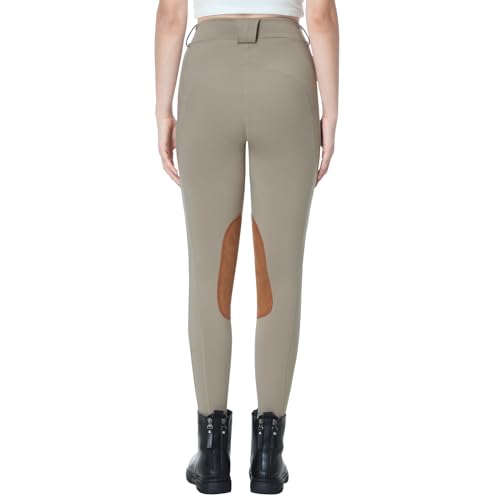 Beroy Women Fleece Lined Horse Equestrian Riding Pants Breeches Winter Ladies Knee Patch Riding Horseback Pant With Pockets Khaki M thumb #3