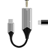 MJKOR USB C to 3.5mm Audio Adapter and Charger, 2-in-1 USB C to Aux Audio Jack Hi-Res DAC and PD 60W Fast Charging Dongle Cord Cable Compatible with Pixel 4 3 XL, Galaxy S21 S20 S20+ Plus Note 20