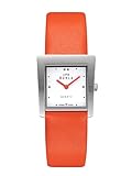 UMR RUHLA - Estilo 20465-2, color: naranja, reloj de pulsera para mujer, cuarzo, acero inoxidable, correa de cuero 3 bar
