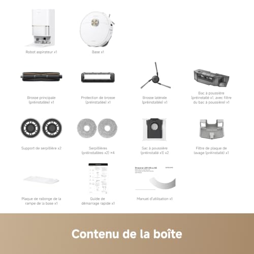 dreame L50 Ultra AE Robot aspirateur Laveur, 28 000 Pa, 100 Jours de vidage Automatique, Nettoyage des serpillières à Haute température, Nettoyage des Bords et des Coins, Brosse Anti-enchevêtrement - 11