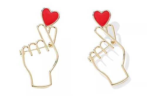 Image of Brooches Heart Finger for K-Pop Pins Love Heart Hand Pins Korean Symbol Love 2 pcs Pin for Clothing Decoration Army Gift merch