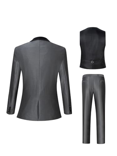 Mens Formal Three Piece Suit Set with Notch Lapel Blazer Vest Pants Slim Fit Wedding Tuxedo3