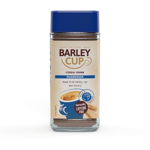 Barleycup Magnesium Instant Grain Beverage 100g. Enriched with Magnesium. Made from the finest cultivated roasted grains and chicory roots. Vegan. Free from caffeine and artificial additives.