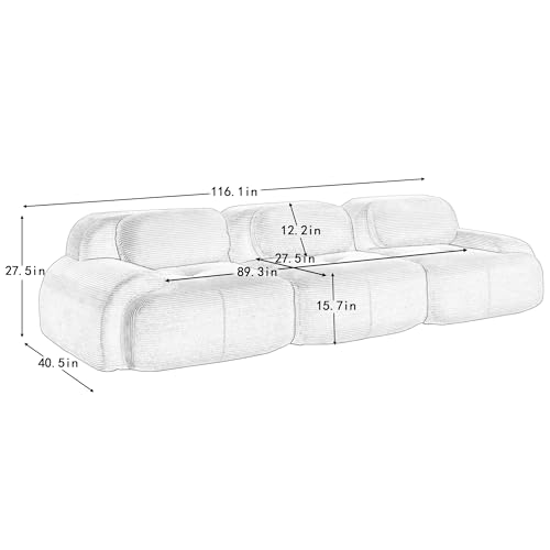 Image of Corduroy Modular Sectional Sofa, Oversized Cloud Couches for Living Room